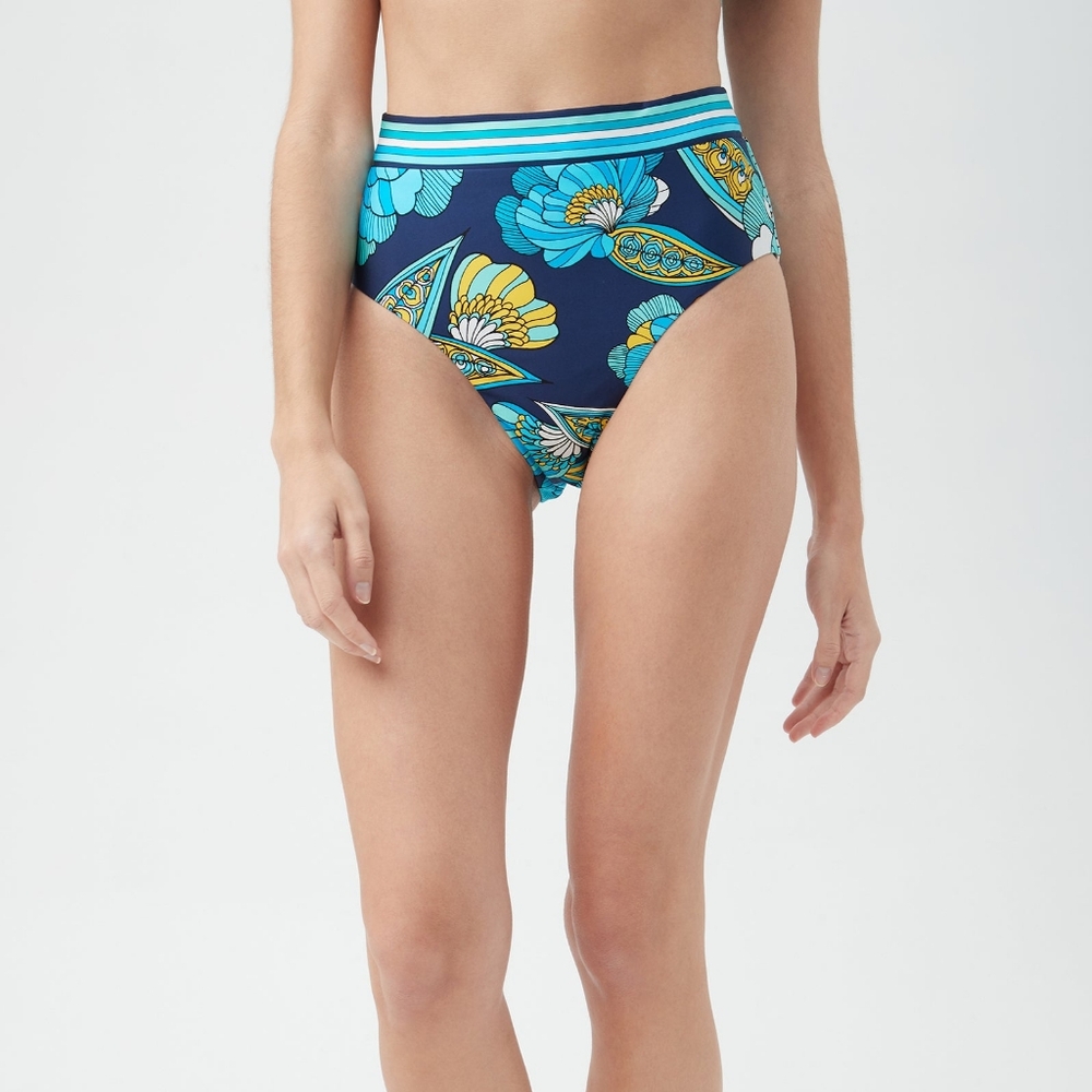 NWT Trina Turk Pirouette Banded High Waist Reversible Bikini Bottom Size 8